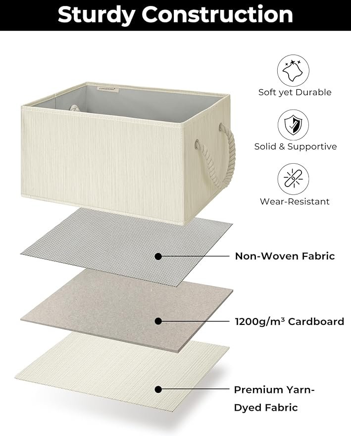 ベージュ 大型収納バスケット カスタマイズ可能 - 图片 3